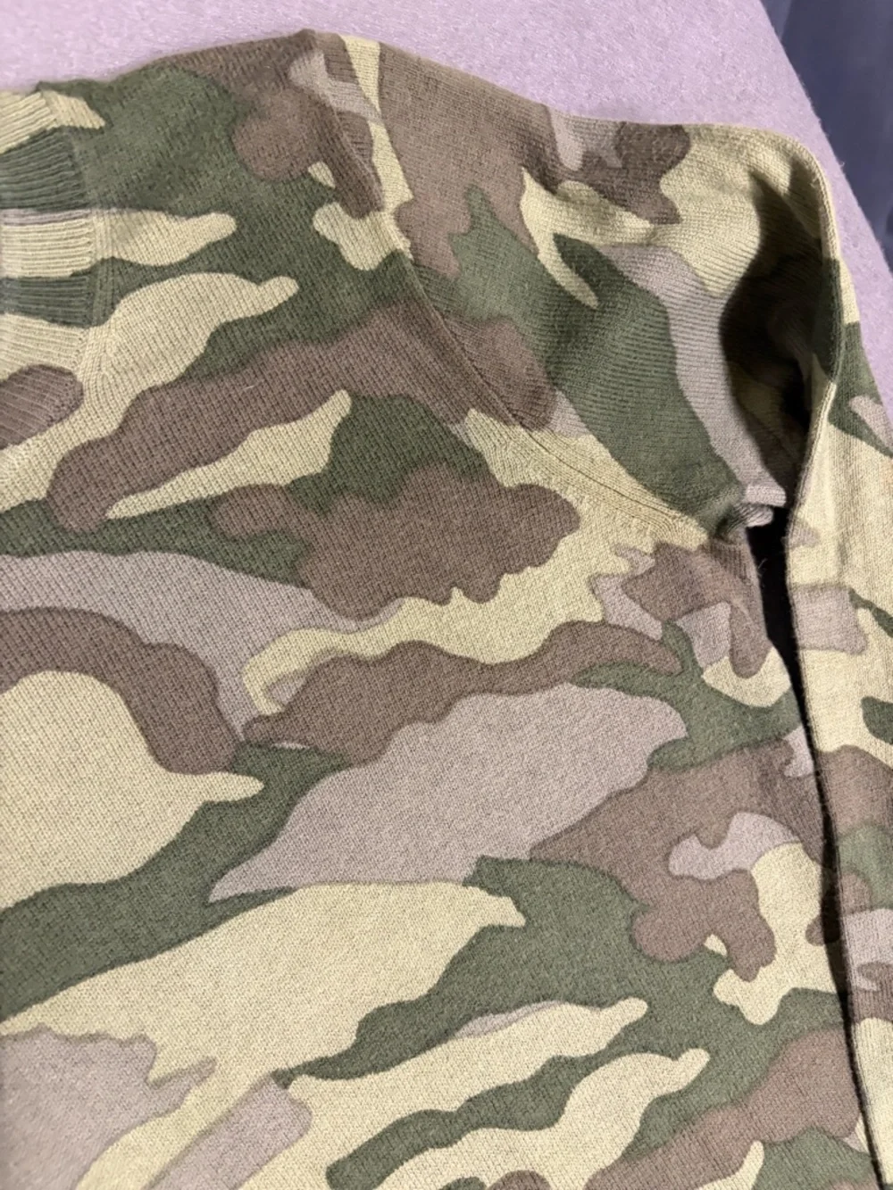 J. Crew Olive Brown Camo Long Sleeve Top Small Crewneck Casual Lightweight